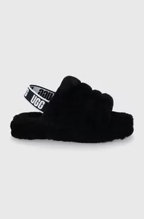 UGG Kapcie wełniane dziecięce Fluff Yeah Slide kolor czarny - Ugg - Buty dla dziewczynek - miniaturka - grafika 1