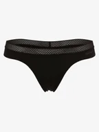 Majtki damskie - Calvin Klein Stringi Kobiety Sztuczne włókno czarny jednolity, S - miniaturka - grafika 1