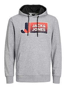 JACK & JONES Męska bluza z kapturem JCOLOGAN Sweat Hood SS23 SN, jasnoszary melanż/szczegóły: New LGM, XL, jasnoszary melanż/szczegóły: nowy Lgm, XL - Bluzy męskie - miniaturka - grafika 1