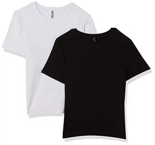 Koszulki i topy damskie - ONLY Damski ONLNULAN S/S Slim TOP CS JRS 2PACK T-Shirt, Black/Pack:White, L, czarny/paczka: biały, L - grafika 1