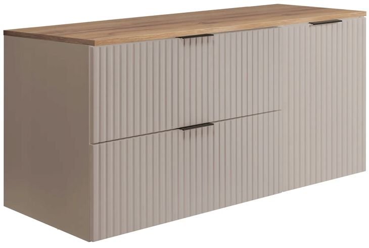 Szafka Łazienkowa pod Umywalkę Wisząca Kaszmir 120 RYFLE MDF BLAT Dąb Craft