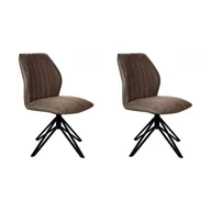 Krzesła - Pakiet 2 krzeseł z oparciem i siedzeniem tapicerowany brązową tkaniną, metalowa noga w matowym czarnym wykończeniu, wymiary 62,5x52x93 cm - miniaturka - grafika 1