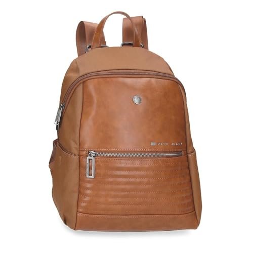 Pepe Jeans Plecak na co dzień Biker Brązowy 25x35x13 cm Poliester z detalami ze sztucznej skóry 11,38 l by Joumma Bags, Brązowy brązowy, Talla única, plecak na co dzień