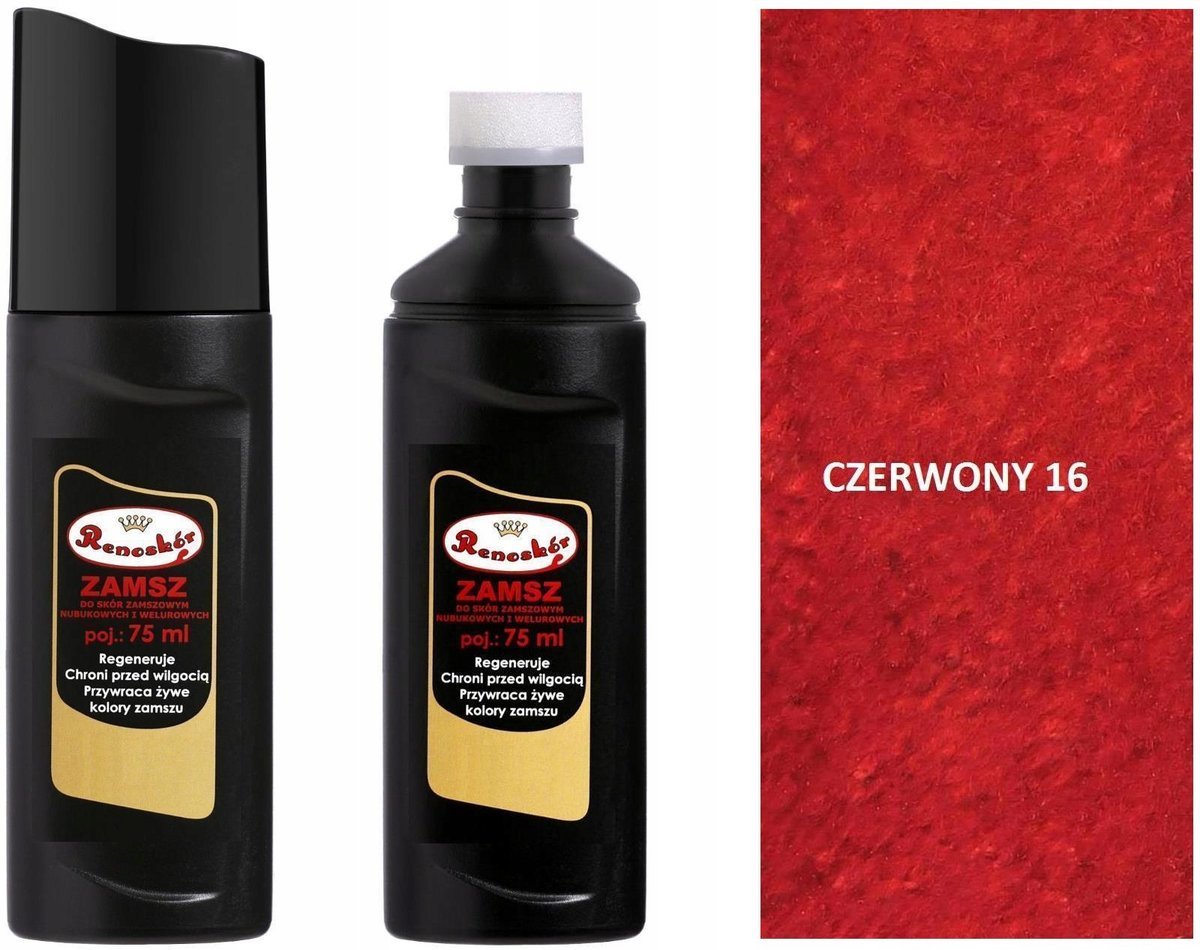 CZERWONY RENOWATOR KOLORU DO BUTÓW Z ZAMSZU NUBUKU RENOSKÓR PASTA W PŁYNIE