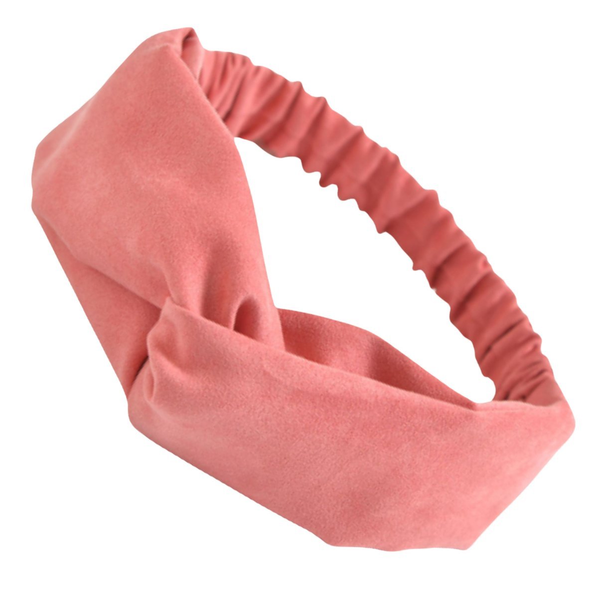 Opaska na Głowę Różowa Szeroka Supeł Zamszowa na Gumce Elastyczna Wygodna