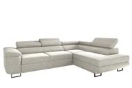 Narożniki - Narożnik z funkcją spania i pojemnikiem na pościel Narożnik ATOMIC tkanina Poso - Jasnoszary - Prawy - miniaturka - grafika 1