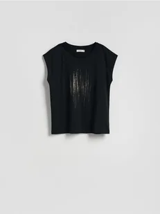 Reserved - Bluzka z nadrukiem - czarny - Bluzki damskie - miniaturka - grafika 1