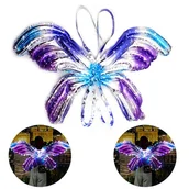 Balony i akcesoria - BALON ŚWIECĄCE SKRZYDŁA MOTYLA NIEBIESKIE W GWIAZDKI LED 92CM - miniaturka - grafika 1