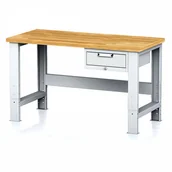 Stoły warsztatowe - Alfa 3 Stół warsztatowy MECHANIC, 1500x700x700-1055 mm, nogi regulowane, 1x szufladowy kontener, 1x szuflada, szara 1262838 - miniaturka - grafika 1