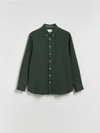 Koszule męskie - Reserved - Bawełniana koszula slim fit - ciemnozielony - miniaturka - grafika 1