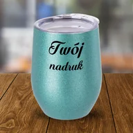 Kubki - Błękitny kubek ze stali nierdzewnej Glitter z Twoim nadrukiem - miniaturka - grafika 1