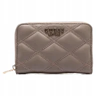 Portfele - Guess Damski Portfel Elegancka Portmonetka Poliuretanowa Pikowany Brąz - miniaturka - grafika 1