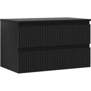 Mexen Rivel szafka łazienkowa podumywalkowa 80 cm z blatem, 2 szuflady, ryflowana , czarna mat - 91A20-08047-2-BFFC71 - Szafki łazienkowe - miniaturka - grafika 1