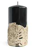 Świece - Świeca MONSTERA NEW walec duży 8x20cm parafinowa czarna - miniaturka - grafika 1