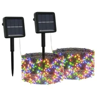 Oświetlenie świąteczne - vidaXL vidaXL Solarne lampki dekoracyjne, 2 szt., 2x200 LED, kolorowe - miniaturka - grafika 1
