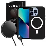 Etui i futerały do telefonów - Etui do MagSafe Ultra Slim Mag Alogy do ładowarek Qi do Apple iPhone 13 Pro Czarne + Ładowarka indukcyjna + Szkło - miniaturka - grafika 1
