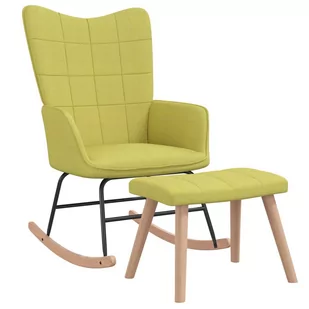 vidaXL Fotel bujany z podnóżkiem zielony obity tkaniną 328023 - Fotele - miniaturka - grafika 1