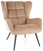 Fotele - Fotel tapicerowany LOUIS VELVET beżowy SIGNAL - miniaturka - grafika 1
