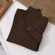 Swetry damskie - TEMU Elegancka damska bluzka z długim rękawem - dopasowany krój w linii H, miękki i elastyczny materiał, szykowne topy do biura i na co dzień na - miniaturka - grafika 1