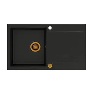 Zlewozmywaki - QUADRON Zlewozmywak EVAN 111 czarny, elementy miedziane, k.pneum. HCQE8650U7_PVDC1_P2O0 - miniaturka - grafika 1