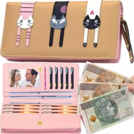 Portfele - Duży portfel damski skóra ekologiczna na zamek uroczy prezent rozkładany - miniaturka - grafika 1