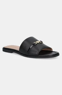 Love Moschino klapki skórzane damskie kolor czarny JA28082G1MIA400A - Klapki i japonki damskie - miniaturka - grafika 1