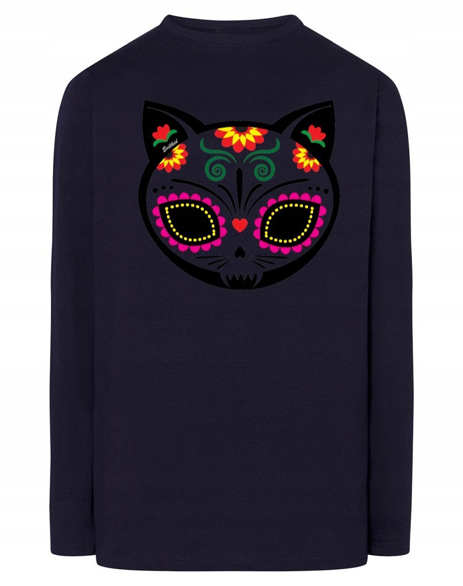 Longsleeve kolorowy nadruk KOT CZASZKA r.M