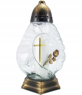 Duży Znicz Z Różą Krzyżem Unikatowy Lampion Szklany 37Cm Oryginalny - Lampiony i znicze Duży Znicz Z Różą Krzyżem Unikatowy Lampion Szklany 37Cm Oryginalny - Lampiony i znicze - miniaturka - grafika 1