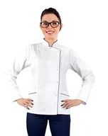 Fartuchy i rękawice kuchenne - Bluza kucharska damska, kitel biały długi rękaw na zatrzaski 46 - miniaturka - grafika 1