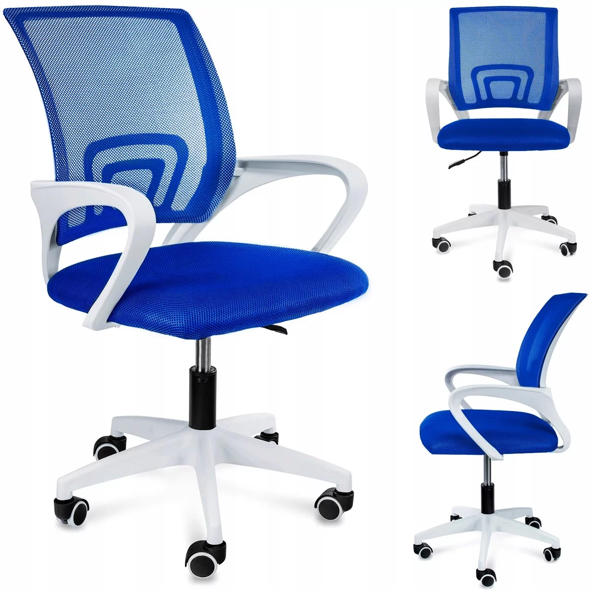KRZESŁO OBROTOWE SMART niebieskie fotel na kółkach do biurka