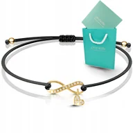 Bransoletki - Bransoletka złota na sznurku nieskończoność pozłacana czarny sznurek 925 - miniaturka - grafika 1