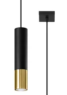 Lampy sufitowe - Czarno-złota lampa wisząca tuba Liqej - miniaturka - grafika 1