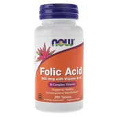 Witaminy i minerały - Now Foods Foods Suplement diety Folic Acid (kwas foliowy + witamina B12) FOODS, 250 tabletek - miniaturka - grafika 1