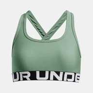 Biustonosze - Under Armour Biustonosz G Crossback - zielony krzemionkowy / / biały - YXS - miniaturka - grafika 1