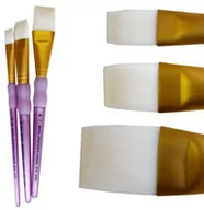 Pędzle - Zestaw Pędzli Płasko-Szerokich 3Szt Biały Taklon R&L - miniaturka - grafika 1