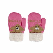 Rękawiczki - Rękawiczki dziecięce jeden palec ocieplone futerkiem różowe - miniaturka - grafika 1