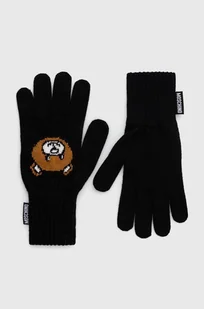 Moschino rękawiczki wełniane kolor czarny M3184 65434 - Rękawiczki - miniaturka - grafika 1