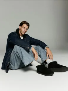 Reserved - Zamszowe śniegowce - czarny - Śniegowce damskie - miniaturka - grafika 1