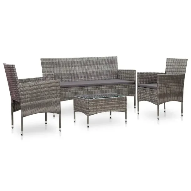 Zestaw Mebli Ogrodowych z Rattanu PE, Sofa 155x58x81 cm, Fotele 59x58x81 cm