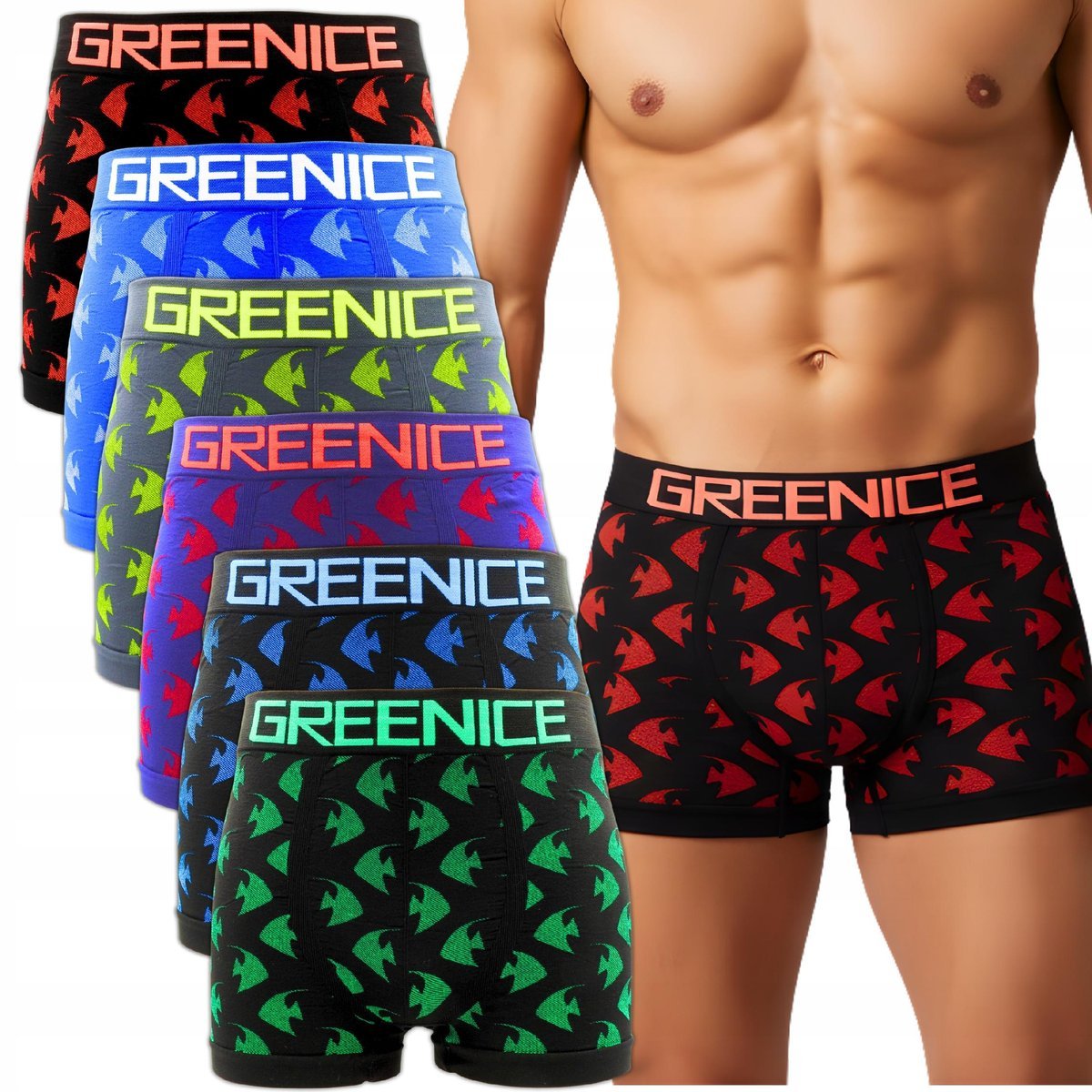 BOKSERKI MĘSKIE ELASTYCZNE MAJTKI BEZSZWOWE GREENICE 6 PAR ROZMIAR XL/XXL