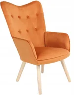 Fotele - Fotel uszak pomarańczowy ARNE skandynawski tapicerowany do salonu - miniaturka - grafika 1