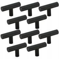 Meble modułowe i akcesoria - 10 x Gałka meblowa reling ryflowana metalowa czarna gałka do szafki szuflad - miniaturka - grafika 1