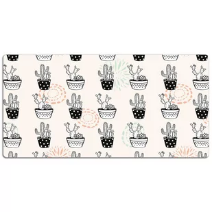 Mata ochronna na biurko Kaktusy doniczki 120x60 cm, Dywanomat - Podkładki na biurko - miniaturka - grafika 1
