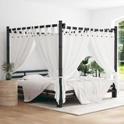 Łóżka - Lumarko Łóżko z baldachimem, ciemnobrązowe, 200x200 cm, bambusowe - miniaturka - grafika 1