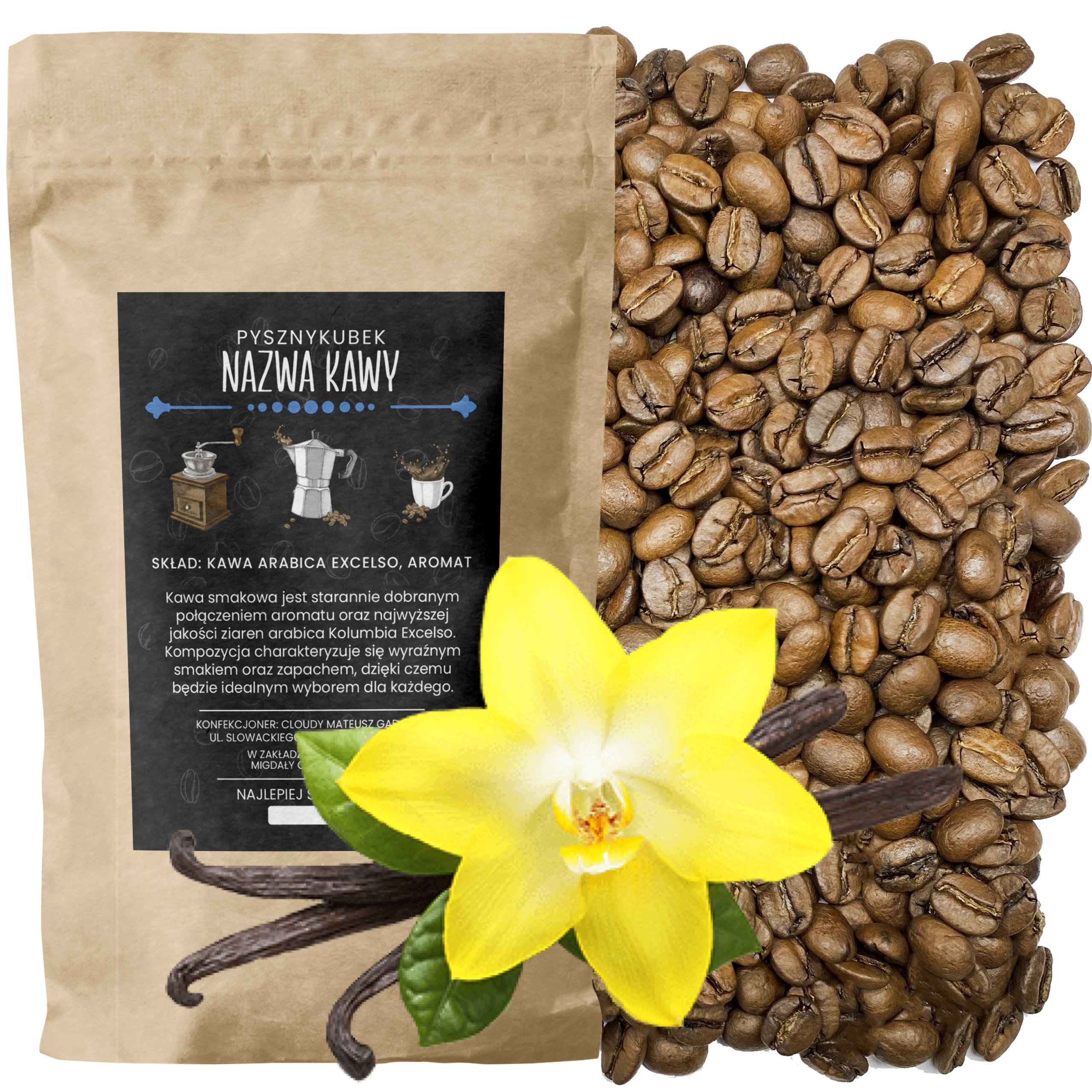 Kawa smakowa Waniliowa 1000G 1KG arabica aksamitna