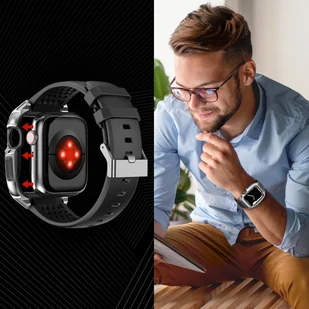 Kingxbar CYF148 2w1 pancerne etui Apple Watch 8, 7 (45 mm) ze stali nierdzewnej z paskiem srebrne - Akcesoria do smartwatchy - miniaturka - grafika 10