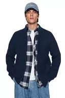 Swetry męskie - Trendyol Męski regularny krój podstawowy kardigan z dzianiny z wysokim dekoltem, indygo, L, Indygo, L - miniaturka - grafika 1