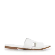 Półbuty męskie - Damskie klapki z ekoskóry białe - miniaturka - grafika 1