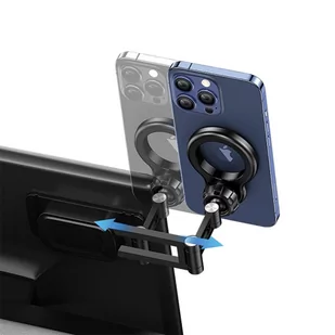 USAMS Składany uchwyt indukcyjny US-ZJ076 na deskę rozdz. czarny/black ZJ76ZJ01 - Ładowarki do telefonów - miniaturka - grafika 2