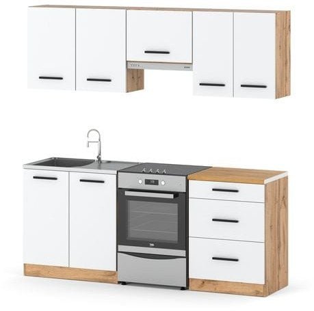 Kuchnia Nowoczesna 2m Modułowa Z Blatem Pojemna Mała Pojemna Wotan Biała